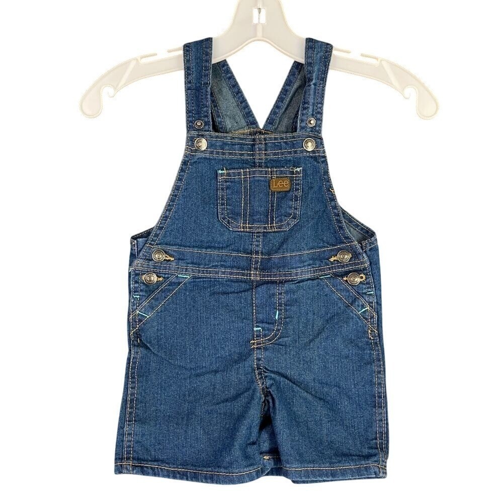 Lee Denim Shortalls Kids 24M Medium Wash Adjustable Straps Casual Playwear